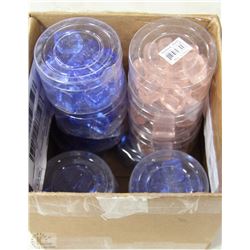 BOX WITH NEW COLORED GLASS CUBES BLUE AND PINK