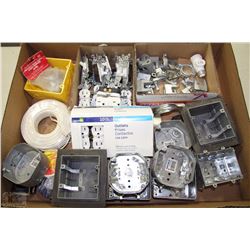 BOX OF NEW ELECTRICAL SUPPLIES INCL.