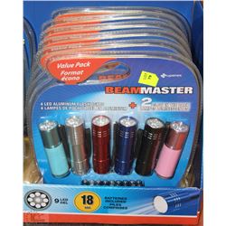 SIX PCS OF 6 BEAMMASTER LED ALUMINUM & GLOW IN THE