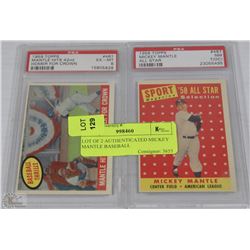 LOT OF 2 AUTHENTICATED MICKEY MANTLE BASEBALL