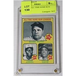 1973 TOPS ALL TIME HOME RUN LEADERS HOCKEY CARD
