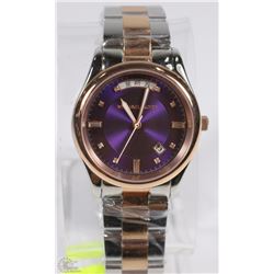NEW MICHAEL KORS DAY-DATE S/S UNISEX WATCH PURPLE