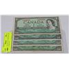 Image 1 : 1954 COLLECTION OF 4-ONE DOLLAR CANADIAN BILLS W/