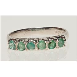 #23-STERLING SILVER EMERALD STONE RING W/COA
