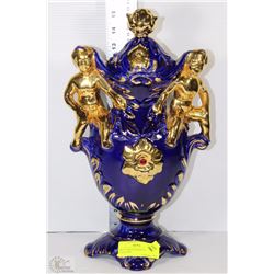 COBALT BLUE & GOLD COLOURED LIDDED URN