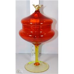 UNIQUE LARGE ORANGE & YELLOW TWISTED STEM ART