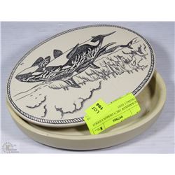 SCRIMSHAW ORCA DESIGN LIDDED TRINKET DISH