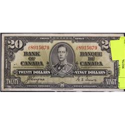 1937 TWENTY DOLLAR CANADIAN BANKNOTE