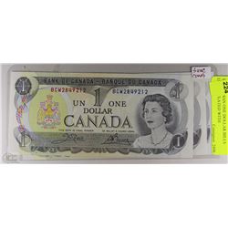 3 CANADIAN ONE DOLLAR BILLS UNCIRCULATED WITH