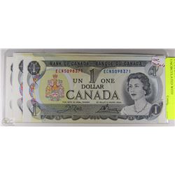 6 CANADIAN ONE DOLLAR BILLS UNCIRCULATED WITH