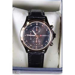 CURREN MENS WATCH BLACK GENUINE LEATHER STRAP