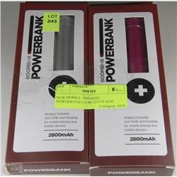 2 NEW MOBILE 2800 mAH POWERBANKS FOR CELLS AND