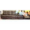 Image 1 : NEW BROWN LEATHERETTE RECLINING SOFA AND LOVE