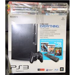 COMPLETE PS3 UNIT WITH GAMES, CABLES