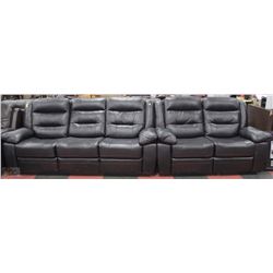 NEW BLACK LEATHERETTE RECLINING SOFA AND LOVE SEAT