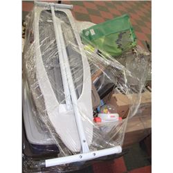 ESTATE PALLET W/ PATIO LANTERNS & IRONING BOARD