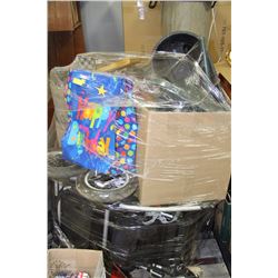 ESTATE PALLET W/ PLANTERS, LAPTOP & PICTURES,