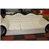 Image 5 : DELUXE WHITE FABRIC WITH WOOD TRIM SOFA, LOVE SEAT