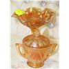 Image 1 : PINK DEPRESSION GLASS CANDY DISH WITH SUGAR SERVER