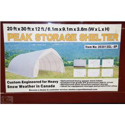 NEW 20FT X 30FT X12 FT PEAK STORAGE SHELTER