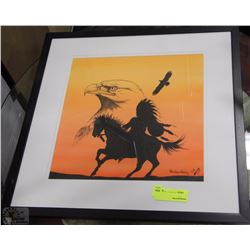 ESTATE FRAMED NATIVE ART PICTURE  20"X20"