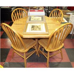 WOOD TABLE WITH 4 ARROWBACK CHAIRS