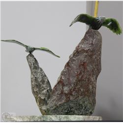STONE ORNAMENT WITH JADE EAGLES
