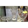 Image 1 : ESTATE ASSORTMENT OF 3 CRYSTAL VASES AND DISH