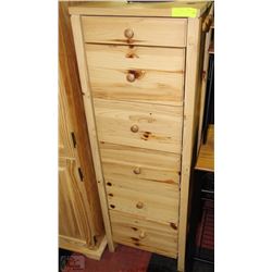 6 DRAWER PINE CABINET WITH HOOKS ON SIDE