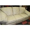 Image 3 : OFF-WHITE LEATHER RECLINING SOFA WITH LOVE SEAT