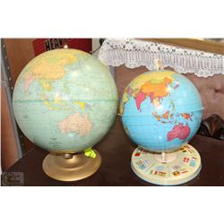 2 SMALL VINTAGE GLOBES