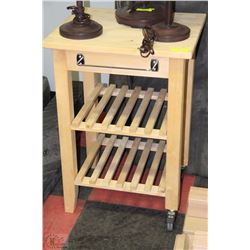 PINE 2 SHELF KITCHEN CART  28.5"L X 33"H