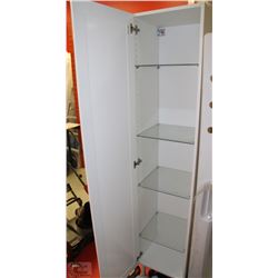 WHITE PANTRY WITH GLASS SHELVES 15"X15"X77"H