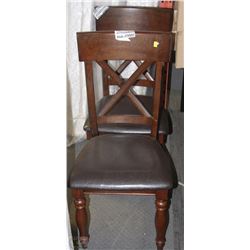 PAIR OF WOOD AND LEATHERETTE XBACK SIDECHAIRS
