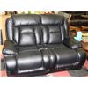 Image 1 : NEW BLACK PERFORATED LEATHERETTE RECLINING LOVE