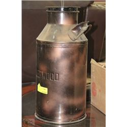 VINTAGE SILVERWOOD CREAM CAN WITH LID