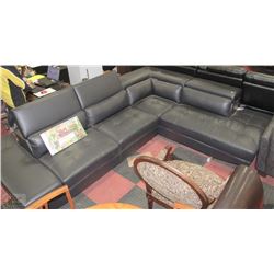 NEW BLACK LEATHERETTE LARGE LIFT BACK SECTIONAL
