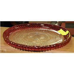 CRANBERRY DIAMOND CUT SERVING PLATTER