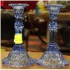 Image 1 : PAIR OF BLUE PATTERNED CANDLESTICKS