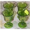 Image 1 : GREEN CARNIVAL GLASS GRAPE PATTERNED GOBLETS