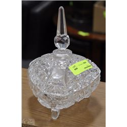 LIDDED CUT GLASS CANDY DISH