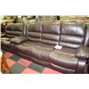 Image 1 : NEW BROWN LEATHERETTE RECLINING SOFA AND LOVE