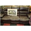 Image 2 : NEW BROWN LEATHERETTE RECLINING SOFA AND LOVE