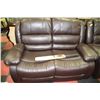 Image 3 : NEW BROWN LEATHERETTE RECLINING SOFA AND LOVE