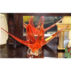 ORANGE ART GLASS DISH