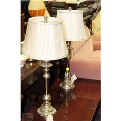 SET OF 2 CHROME/SILVER LOOKING TABLE LAMPS