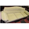 Image 1 : MAHOGANY TRIM CREAM COLOURED FABRIC COUCH
