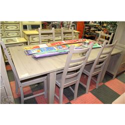 IKEA RUSTIC TAN DINING TABLE & LEAF WITH 6 CHAIRS