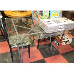 GLASS SQUARE TOP DINING TABLE WITH 2 CHAIRS