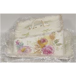 VINTAGE BUTTER AND CHEESE PORCELAIN DISH SET
